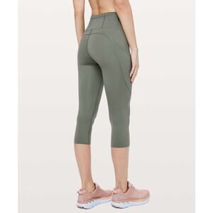 Lululemon Fast & Free Crop II Nulux 19", Grey Sage, Size 12, W6AS5S